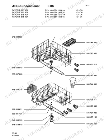 Взрыв-схема посудомоечной машины Aeg FAV875I-W SD CH - Схема узла Baskets, tubes 061